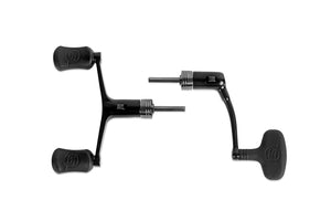 The picture shows the single and double handles that are both supplied with each size of reels