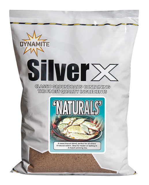 This is the picture of the Dynamite Baits Silver X natural groundbait. Comes in a 1.8kg size bag.