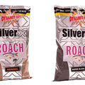 This is a picture of the Dynamite baits Silver X Roach (Original) and Roach (Super Black) Groundbaits