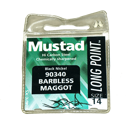 MUSTAD 90340 BARBLESS MAGGOT (Barbless - Spade End)