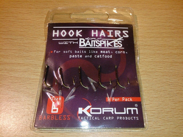 KORUM HOOK HAIRS WITH BAIT SPIKES (BARBLESS)