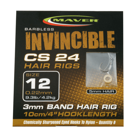 MAVER INVINCIBLE CS24 HAIR RIGS (Barbless - BAIT BAND)