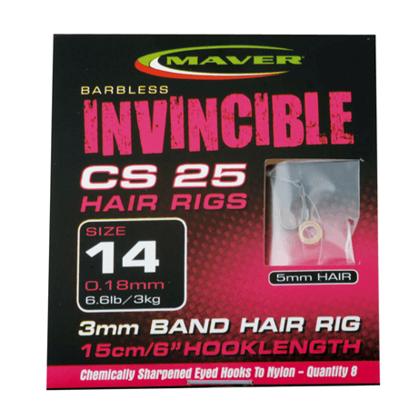 MAVER INVINCIBLE CS25 HAIR RIGS (Barbless - BANDED)