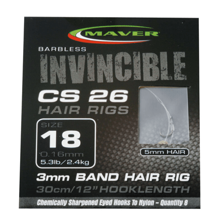 MAVER INVINCIBLE CS26 HAIR RIGS (Barbless - BANDED)