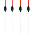 This is the picture of the MAVER MV-R SERIES 5 pole float range. An in-line pattern featuring a rugby ball shaped body designed for extreme situations. Featuring 2.5mm bristles and 1mm white fibreglass stems, these patterns have multiple uses from long lining to islands, fishing various depth margins or anywhere near snags where you need a float that isn’t going to let you down. AVAILABLE IN 4 SIZES