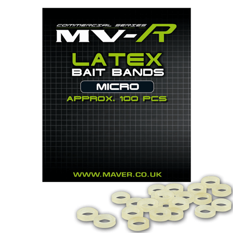 This is the picture of the Maver MV-R Latex Bait Bands. Available in Mini and Micro Mini. 100 Bands per pack