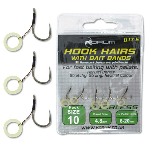 KORUM BARBLESS HOOK HAIRS WITH BAIT BANDS