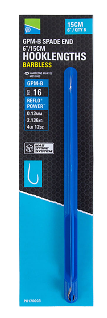PRESTON INNOVATIONS GPM-B SPADE END HOOKLENGTHS (Barbless - 6")