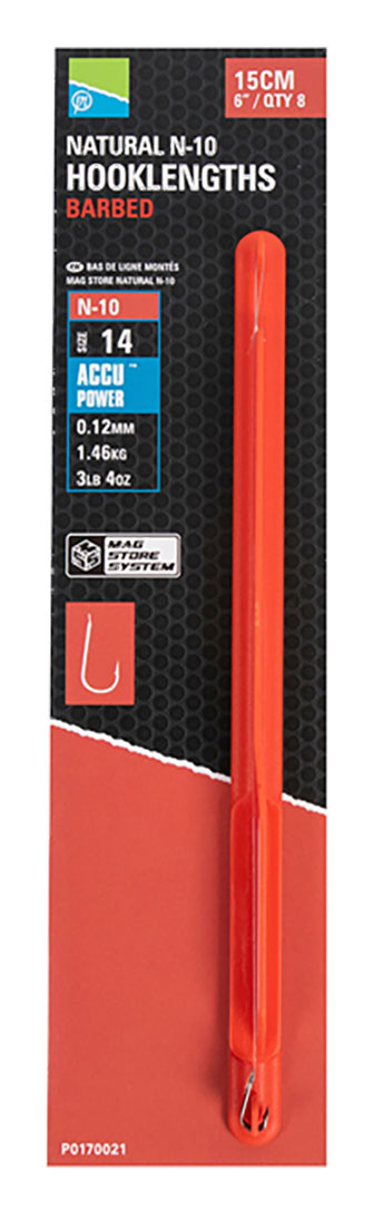 PRESTON INNOVATIONS NATURAL N10 HOOKLENGTHS (Barbed - 6")