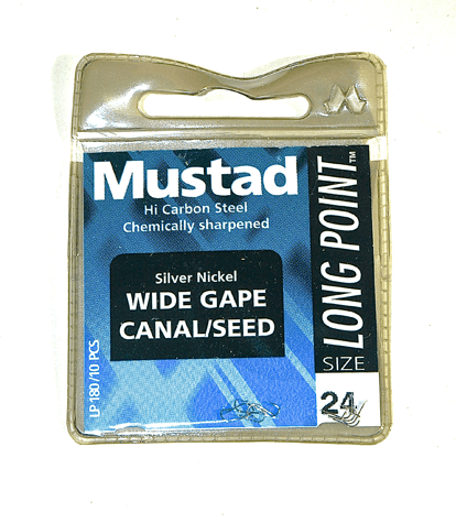 MUSTAD WIDE GAPE CANAL SEED HOOKS (Micro Barbed - Spade End)