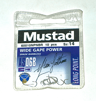 MUSTAD WIDE GAPE POWER (Barbless - Spade End)