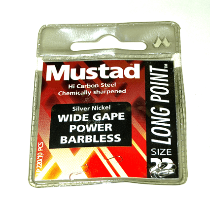 MUSTAD WIDE GAPE POWER BARBLESS (Barbless - Spade End)