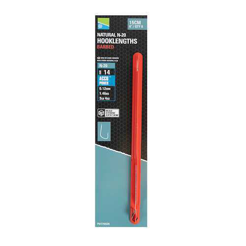 PRESTON INNOVATIONS NATURAL N20 HOOKLENGTHS (Barbed - 6")