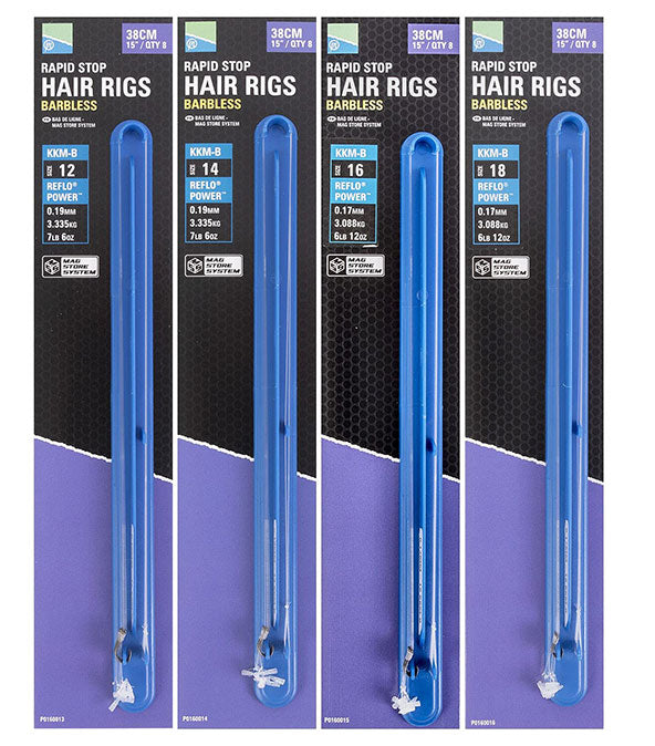 PRESTON INNOVATIONS KKM-B MAG STORE RAPID STOP HAIR RIGS (Barbless - 4" & 15")