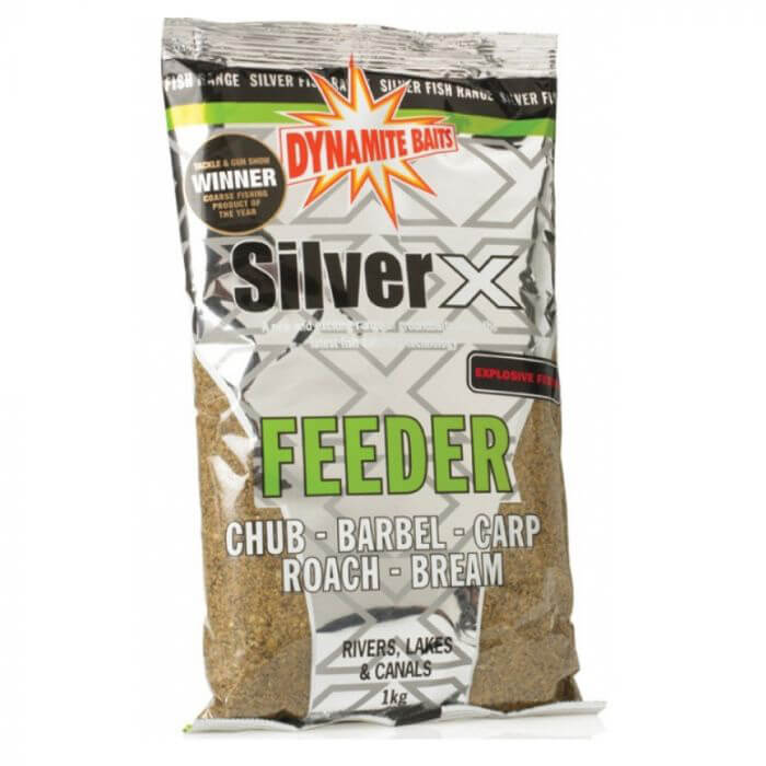 This is a picture of the Dynamite baits Silver X explosive feeder Groundbait